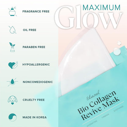 Masque visage bio au collagène, lot de 4 – Masques coréens hydratants pour une peau éclatante