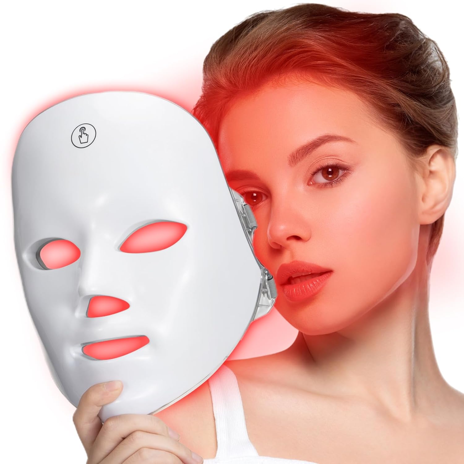 Masque Facial Anti-Âge à Lumière Rouge Claréa – 7 Modes, Appareil de Soin de la Peau