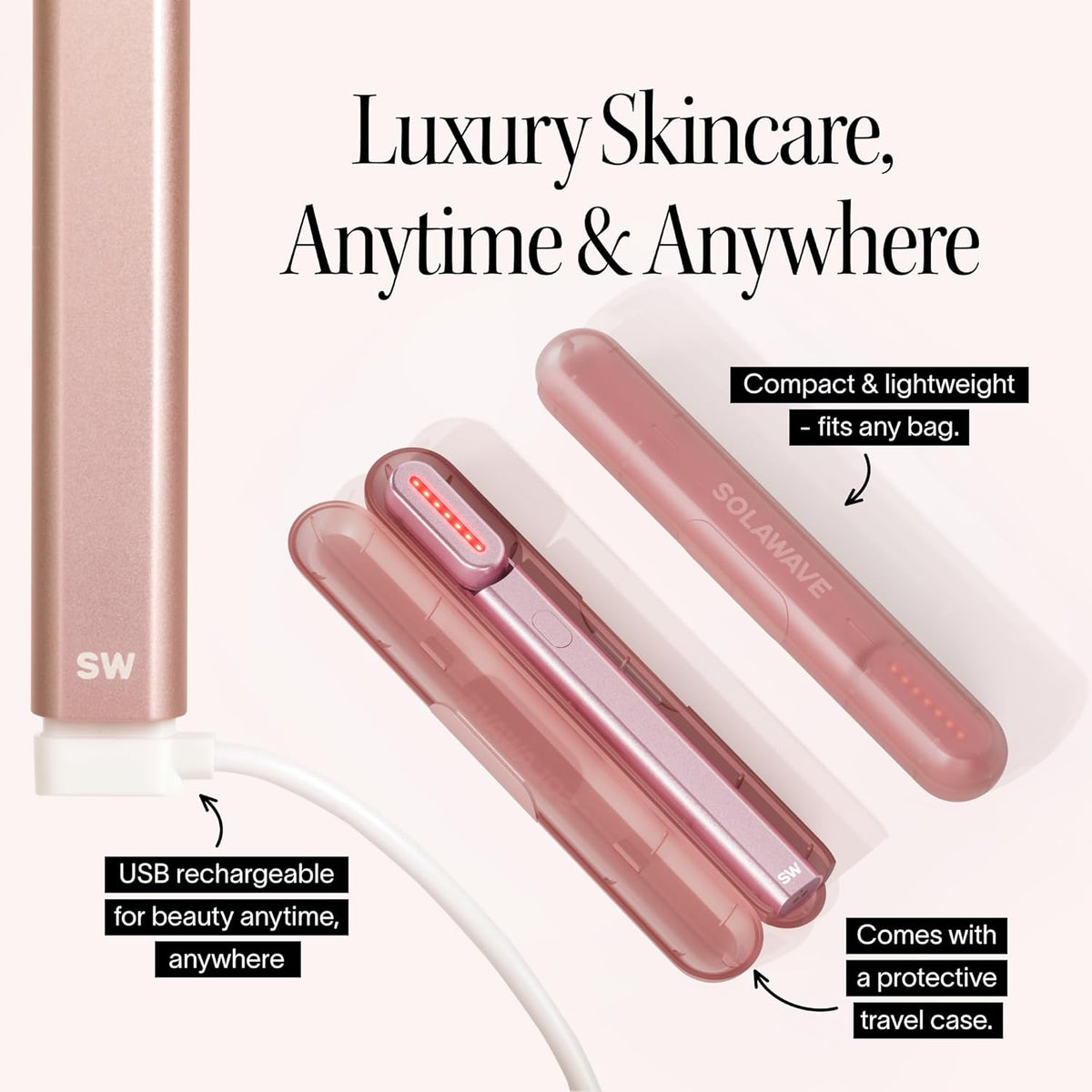 Baguette anti-âge Claréa à luminothérapie rouge – Appareil anti-âge 4-en-1 pour le visage et le cou
