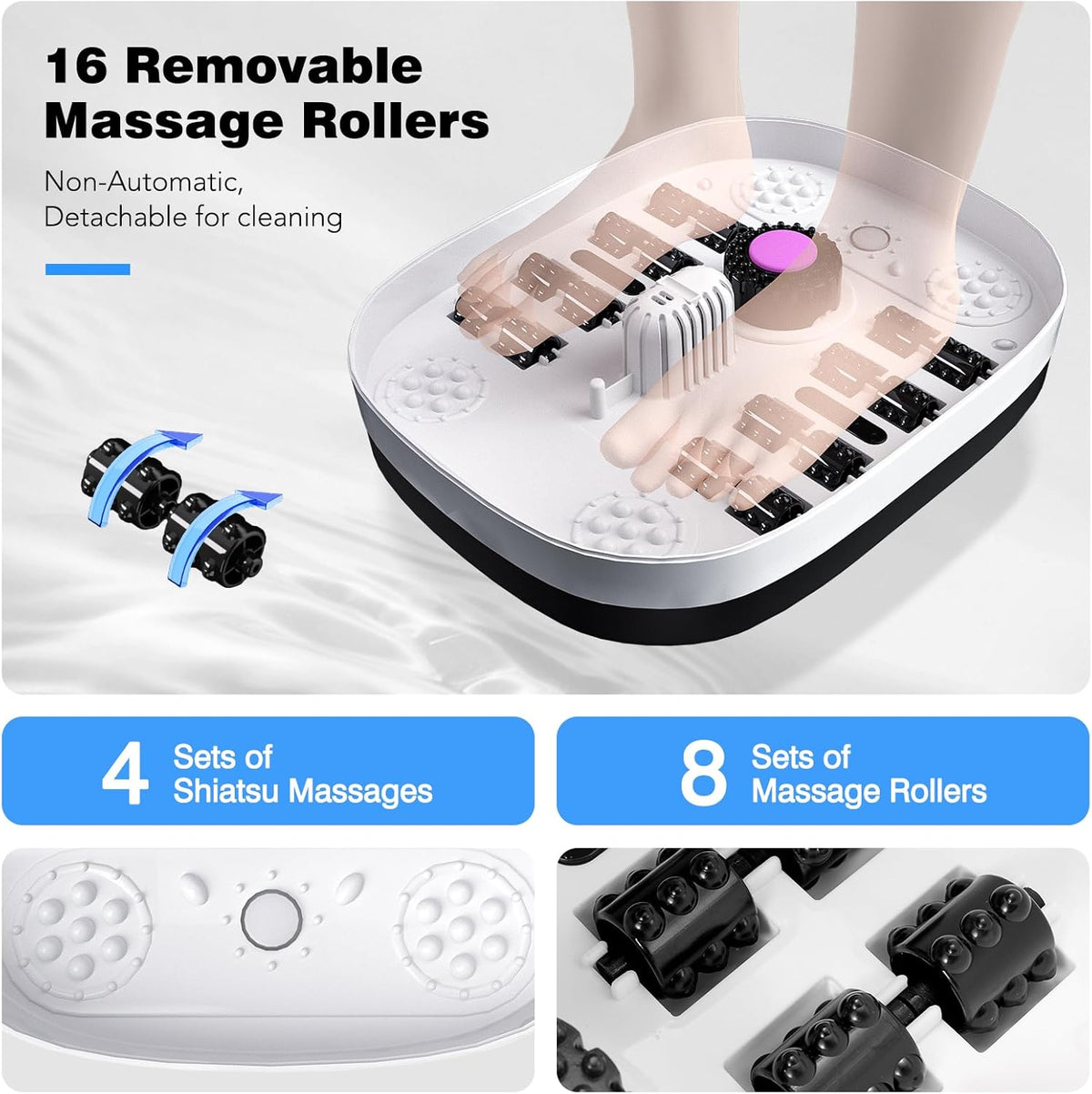 Claréa Spa Pieds Chauffant & Massant – Télécommande, Bulles & Rouleaux pour une Relaxation Profonde à Domicile