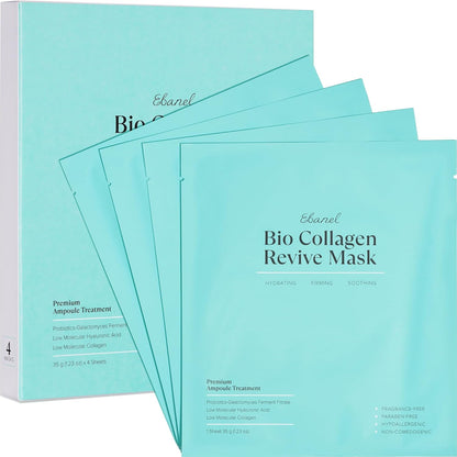 Masque visage bio au collagène, lot de 4 – Masques coréens hydratants pour une peau éclatante