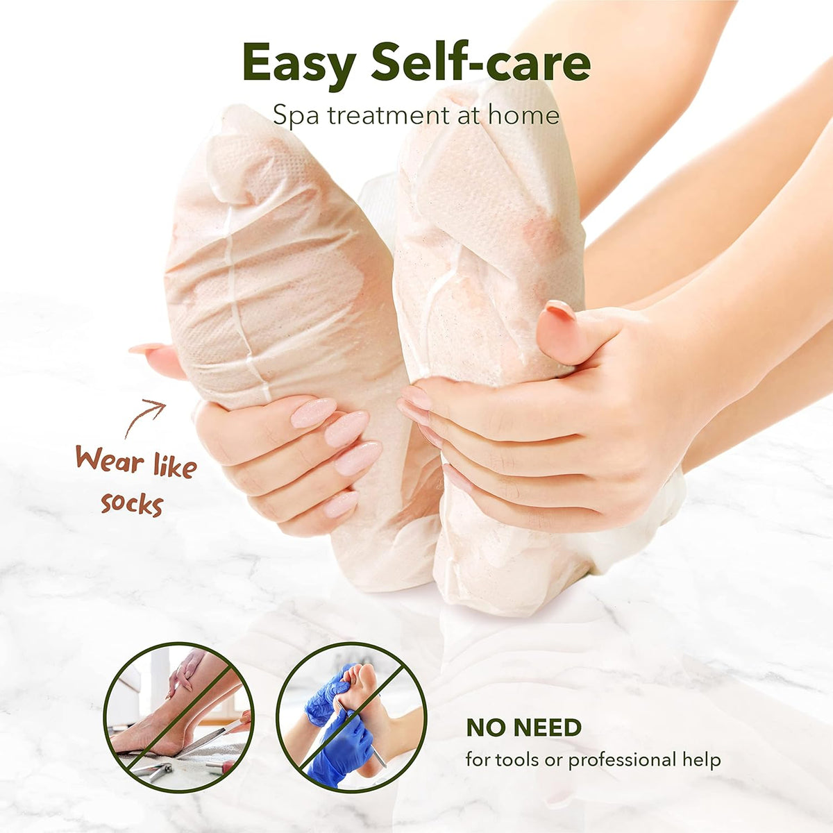 Claréa Masque exfoliant pour les pieds, lot de 6 – Masque exfoliant pour callosités, talons fendillés et peau sèche