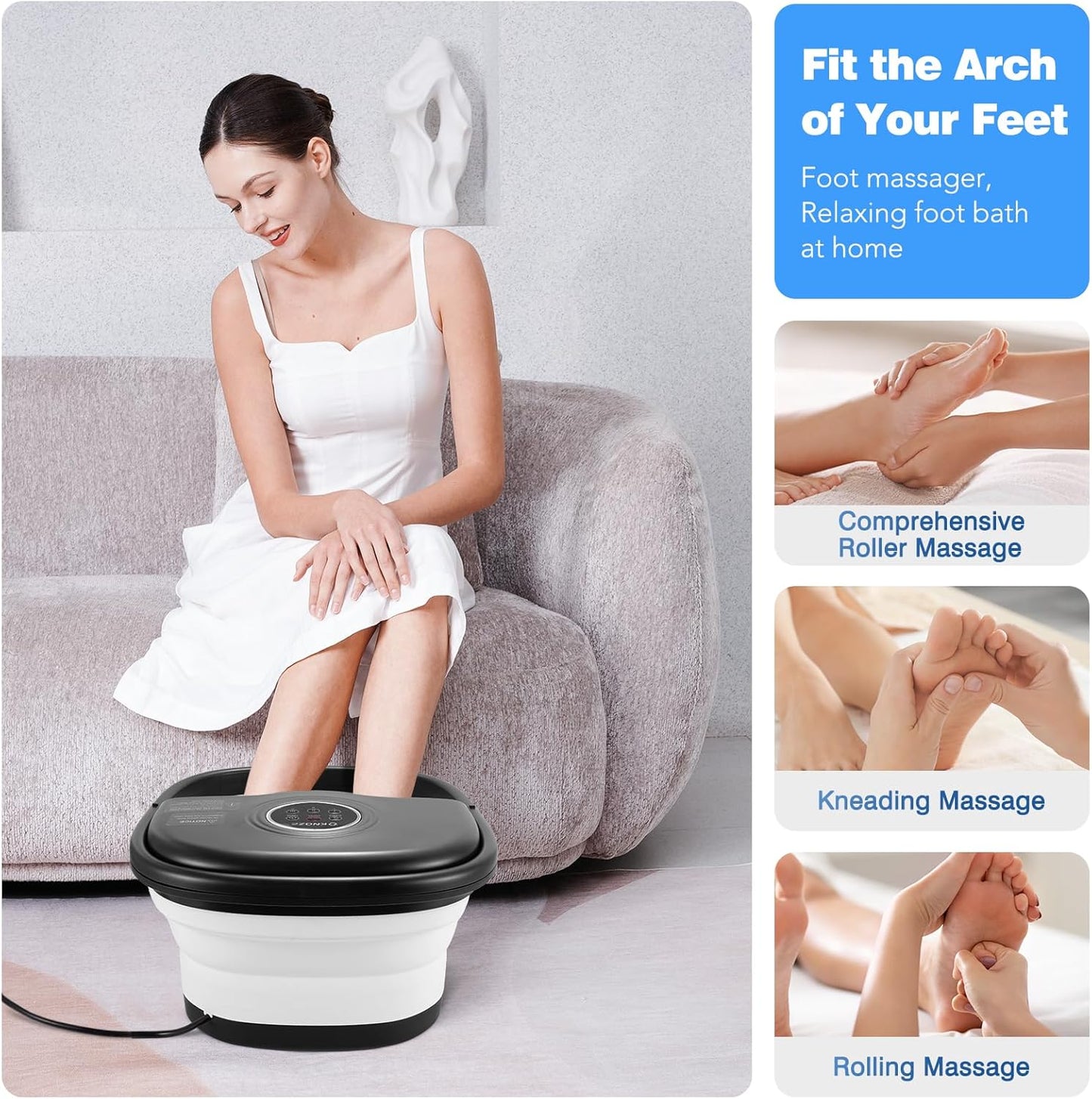 Claréa Spa Pieds Chauffant & Massant – Télécommande, Bulles & Rouleaux pour une Relaxation Profonde à Domicile