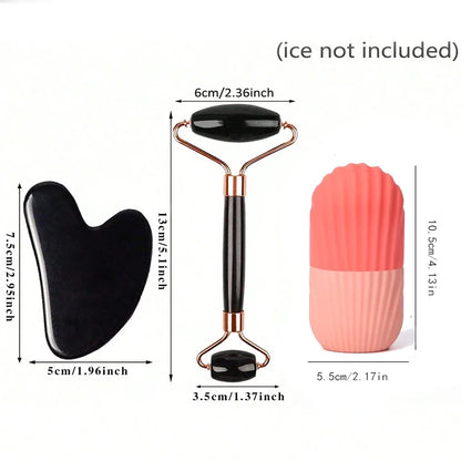 1/2/3pcs Rouleau de Glace pour le Visage, Ensemble de Soins du Visage avec Rouleau de Glace, Ensemble d'Outils de Massage Facial Gua Sha, Rouleau de Massage Facial pour le Lifting et le Contouring