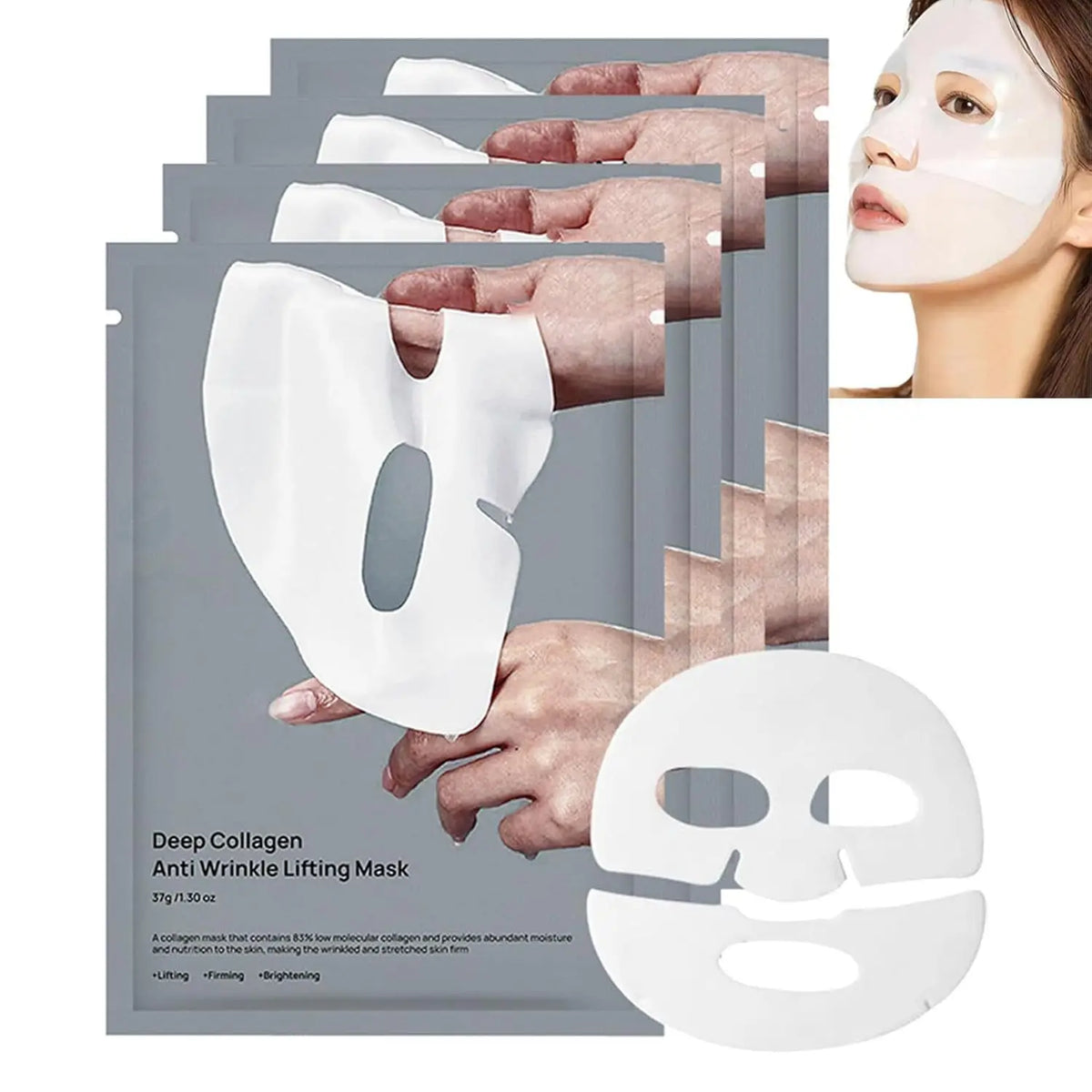 Masque Lifting Anti-Rides au Collagène Intense, Masque Facial au Collagène Nuit, Masque au Collagène Intense pour un Effet Lifting, Raffermissant et Hydratant